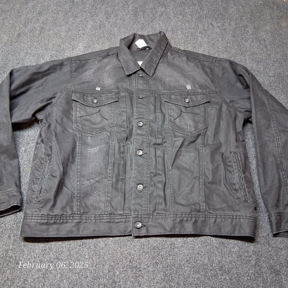 Rocawear Y2K‎ Denim Jacket Men Size 48 Black Boxy Hip Hop Streetwear